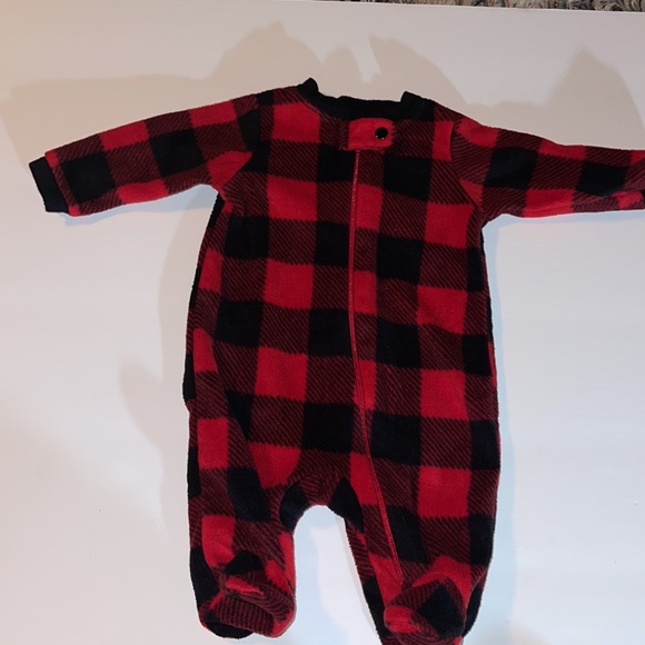 Garanimals newborn one piece Footie red and black check fleece full zip 🦬 check - Picture 4 of 4